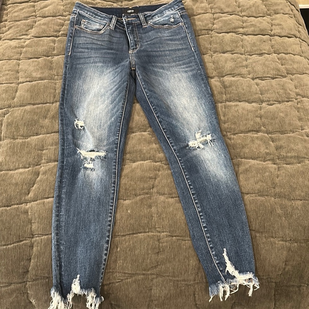 Distressed Blue Jeans